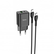 Зарядное устройство Hoco N28 Founder 20W (USB + Type-C) + кабель Type-C to Type-C black